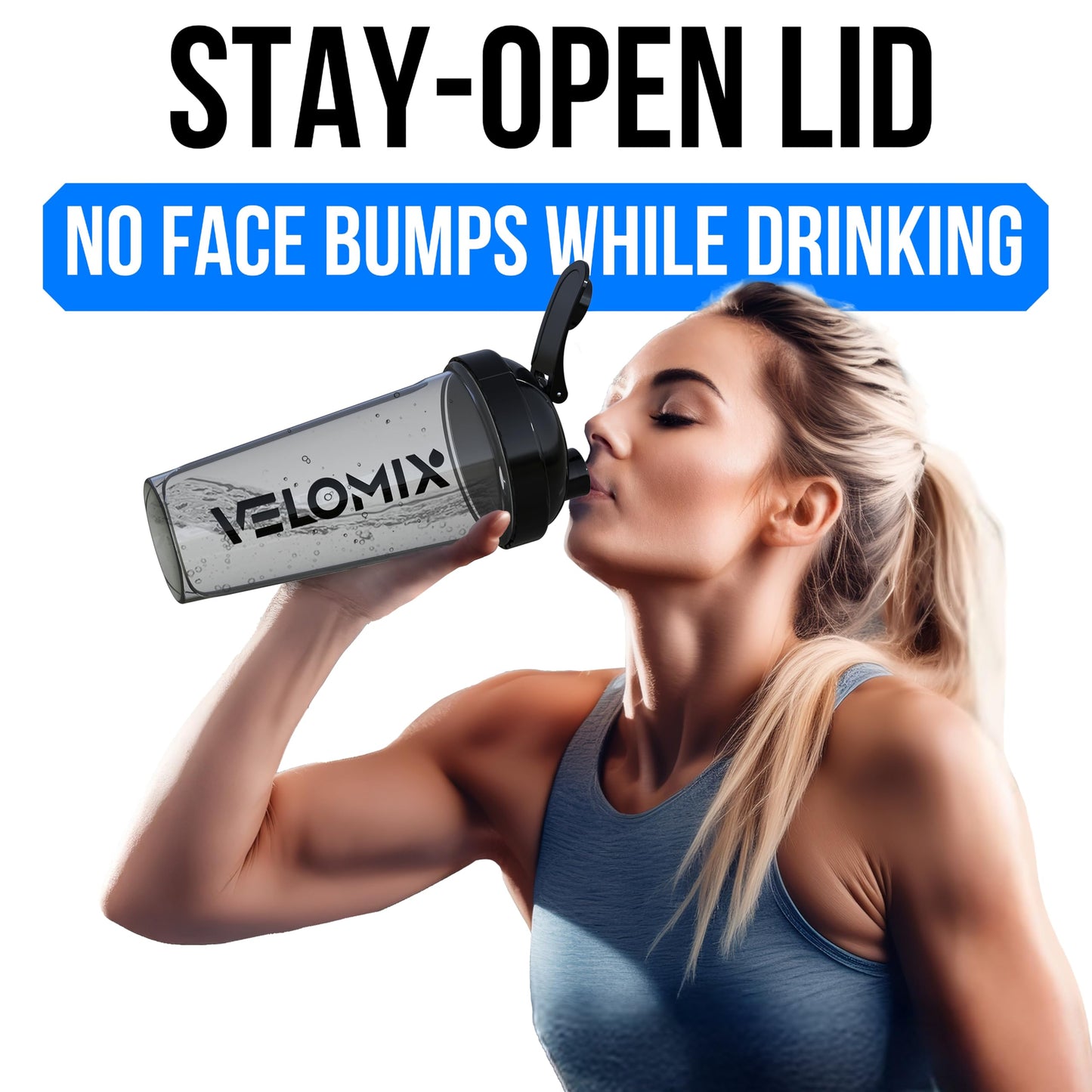 VELOMIX -2 Pack- 28 oz Protein Shaker Bottles for Protein Mixes - 2x Wire Whisk | Leak Proof Shaker Cups for Protein Shakes | Protein Shaker Bottle Pack | Shakers (Transparent & Black - 28oz) 🍁 All In One Marketplace Canada