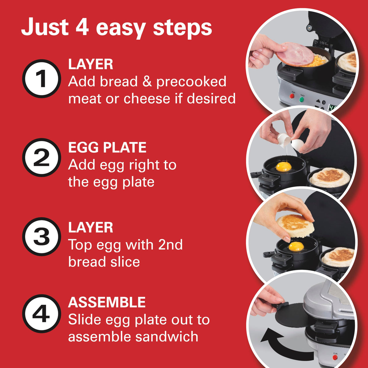 Hamilton Beach Dual Breakfast Sandwich Maker with Audible Timer, Ready in 5 Minutes, Removable Dishwasher Safe PFAS-Free Non-Stick Egg Cooker Ring, Silver (25490MNC) 🍁 All In One Marketplace Canada