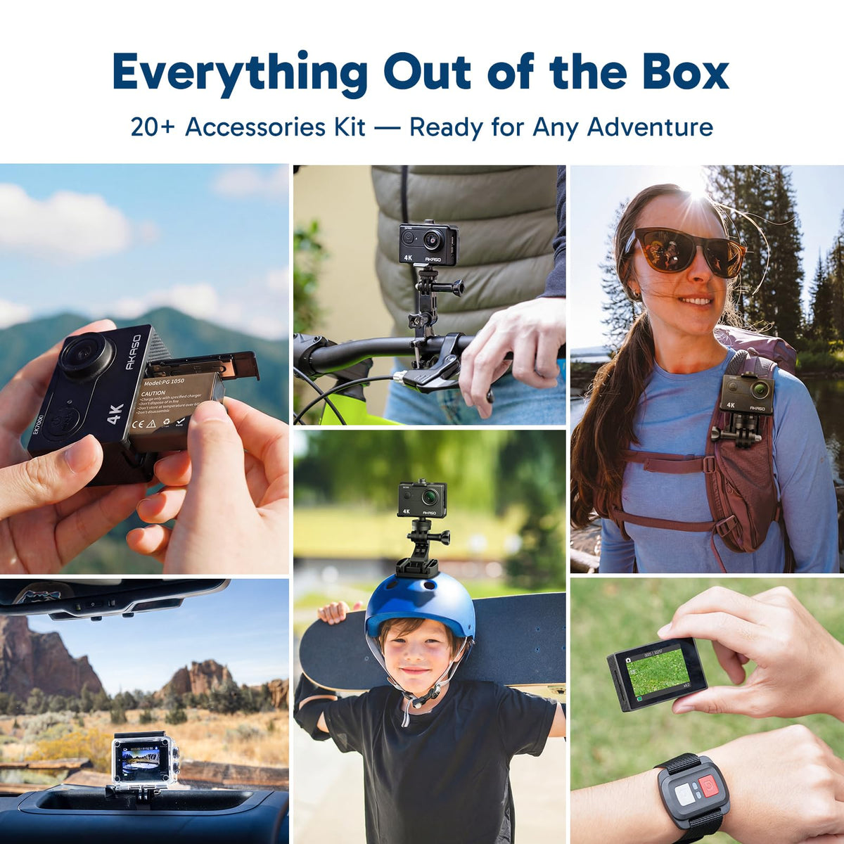 AKASO EK7000 4K30FPS 20MP WiFi Action Camera with EIS Ultra HD 131FT Waterproof Underwater Camera Remote Control 4X Zoom Support External Microphone Black 🍁 All In One Marketplace Canada