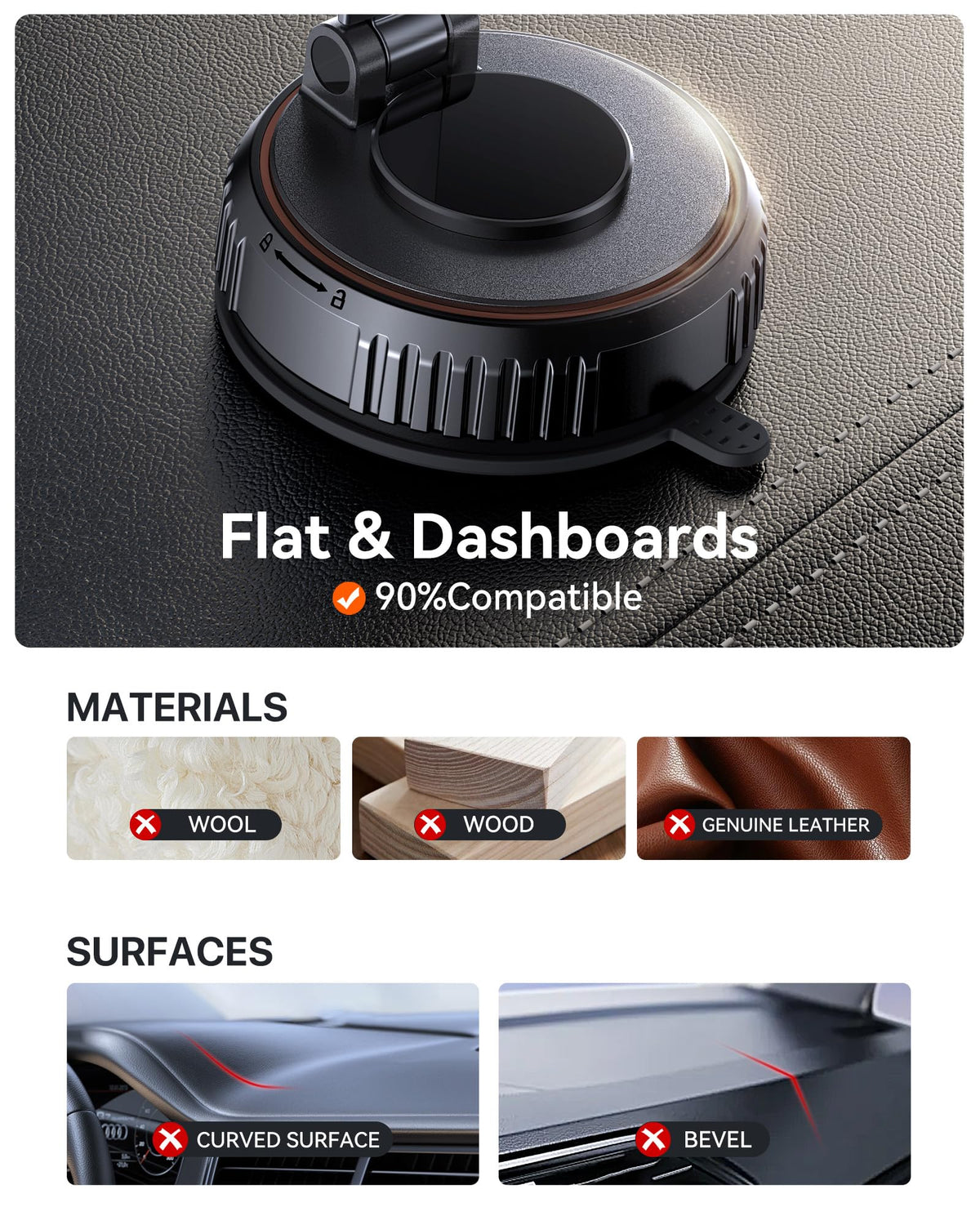 Miracase for MagSafe Car Mount[20 Powerful N55 Magnets+Industrial-Grade Vacuum Base] Magnetic Phone Holder Car 360° Full-Directional Adjustment, Fit for Windshield & Dashboard with All Smartphones 🍁 All In One Marketplace Canada