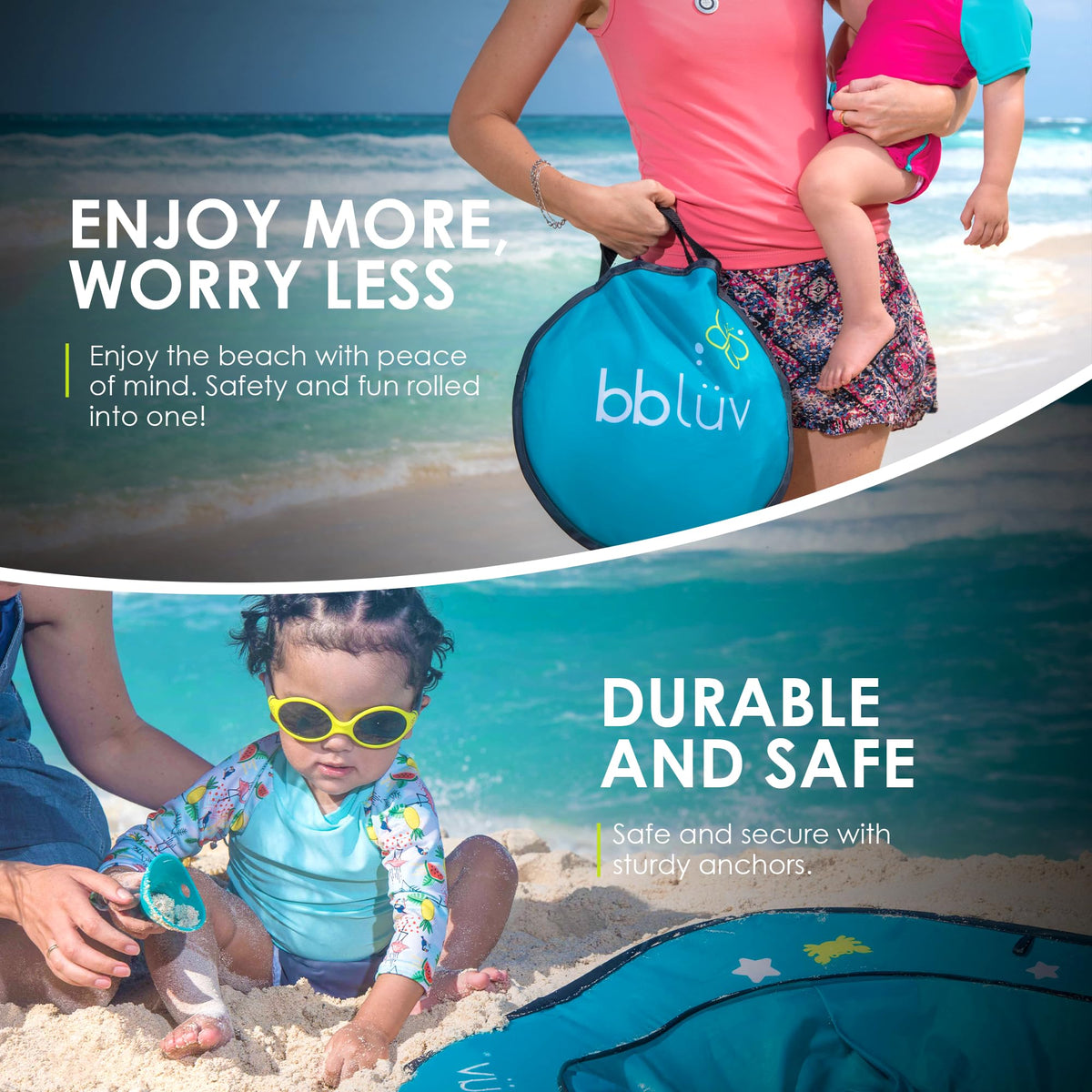 bblüv Arenä Pop-Up Beach Pool for Infants - Easy Clean - Waterproof Material- Instant Setup - Compact Foldable Bucket - Safe Cooling Space - Anchors for Stability - Ultimate Summer Fun for Your Baby 🍁 All In One Marketplace Canada