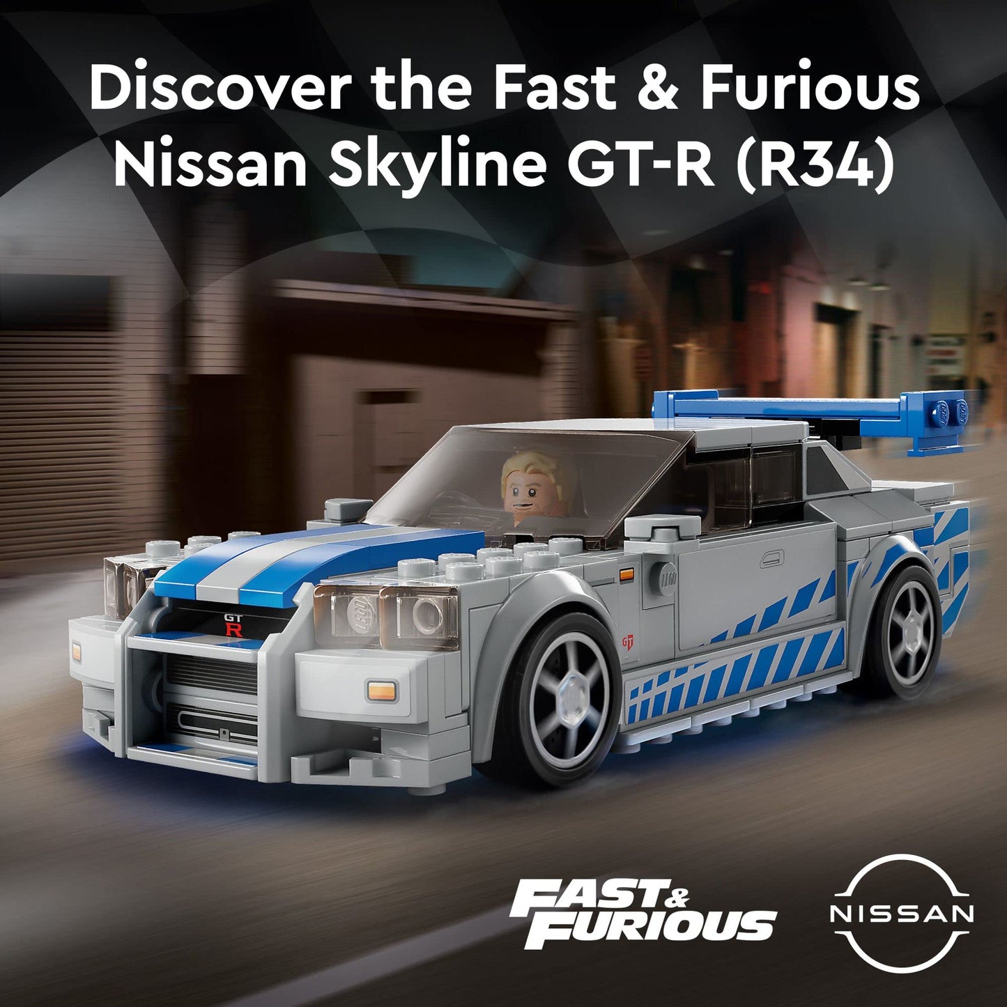 LEGO Speed Champions 2 Fast 2 Furious Nissan Skyline GT-R (R34) 76917 Race Car Toy Model Building Kit, Collectible with Racer Minifigure, 2023 Set for Kids 🍁 All In One Marketplace Canada