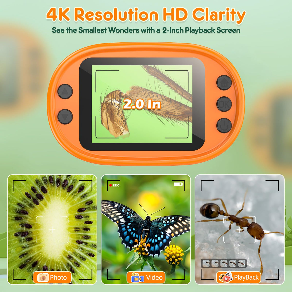 1000X Handheld Digital Microscope for Kids - 4K 2.0" Screen, Rechargeable Mini Labster Portable Pocket Scope, Includes Slides Kit - Science Gadget Edu Boy Girls Gift Ages 4-12 🍁 All In One Marketplace Canada