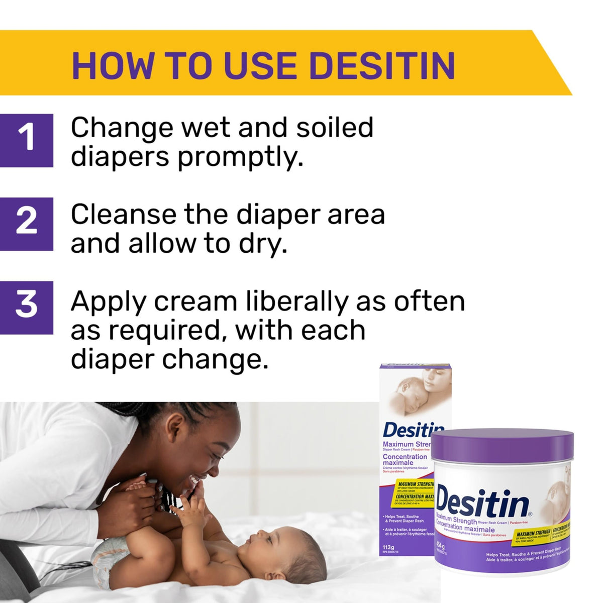 Desitin Maximum Strength Diaper Rash Cream, 40% Zinc Oxide Cream, for Immediate Relief, Dermatologist and Pediatrician Tested, Helps Heal, 454g 🍁 All In One Marketplace Canada