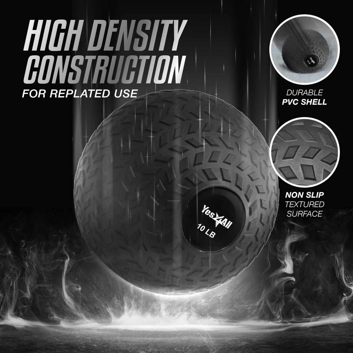 Yes4All 10 lbs Slam Ball for Strength and Cross Training – Medicine Ball (Black) 🍁 All In One Marketplace Canada
