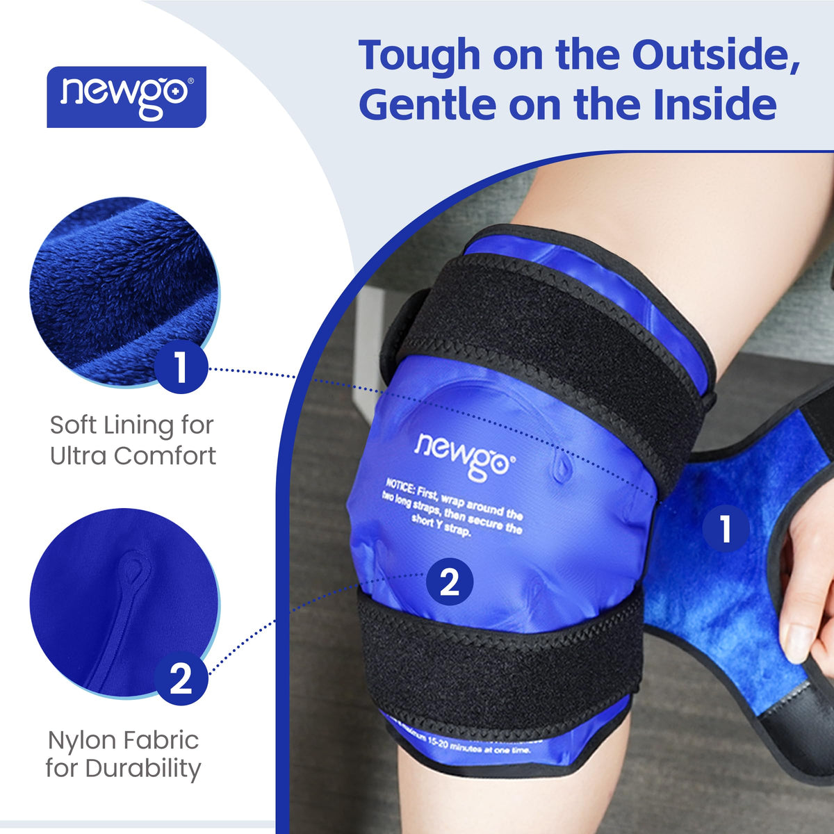 NEWGO Ice Pack for Knee Replacement Surgery, Reusable Gel Cold Pack Knee Ice Pack Wrap Around Entire Knee for Knee Injuries, Knee Ice Wrap for Pain Relief, Swelling, Bruises 🍁 All In One Marketplace Canada