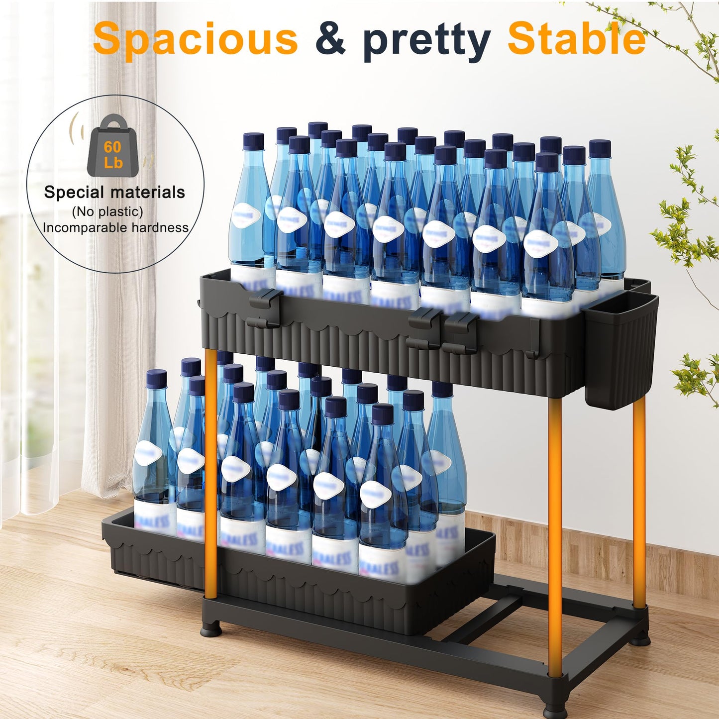 Sevenblue 4 Pack Under Sink Organizer and Storage,Bathroom Organizers, Multi-Use Under Sink Organizer for Bathroom and Kitchen with Sliding Drawer, Hang Hooks and Cup (Black, L) 🍁 All In One Marketplace Canada