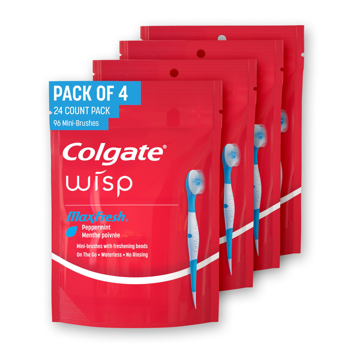 Colgate MaxFresh Wisp Disposable Toothbrushes, Mini Travel Toothbrushes with Soft Bristles for On-the-Go Single Use, Peppermint, 24 Count 🍁 All In One Marketplace Canada