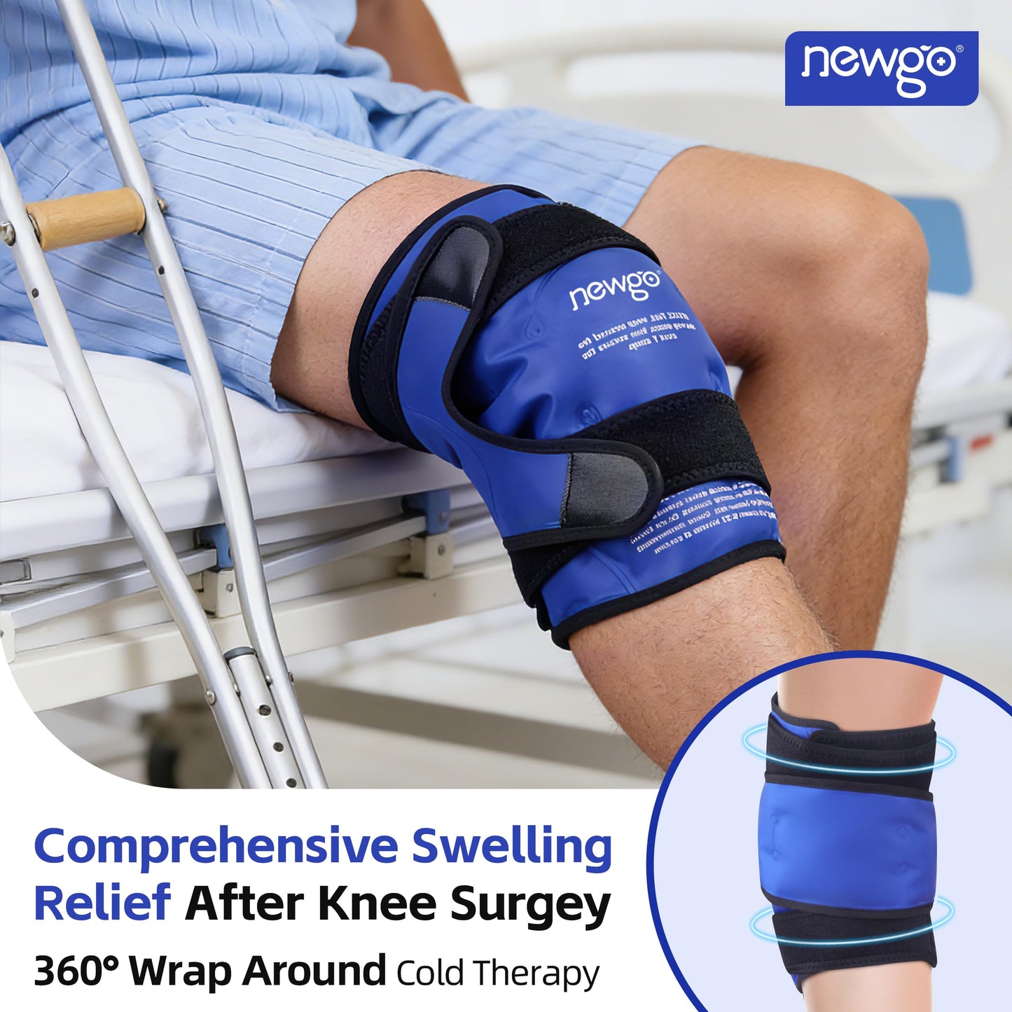 NEWGO Ice Pack for Knee Replacement Surgery, Reusable Gel Cold Pack Knee Ice Pack Wrap Around Entire Knee for Knee Injuries, Knee Ice Wrap for Pain Relief, Swelling, Bruises 🍁 All In One Marketplace Canada
