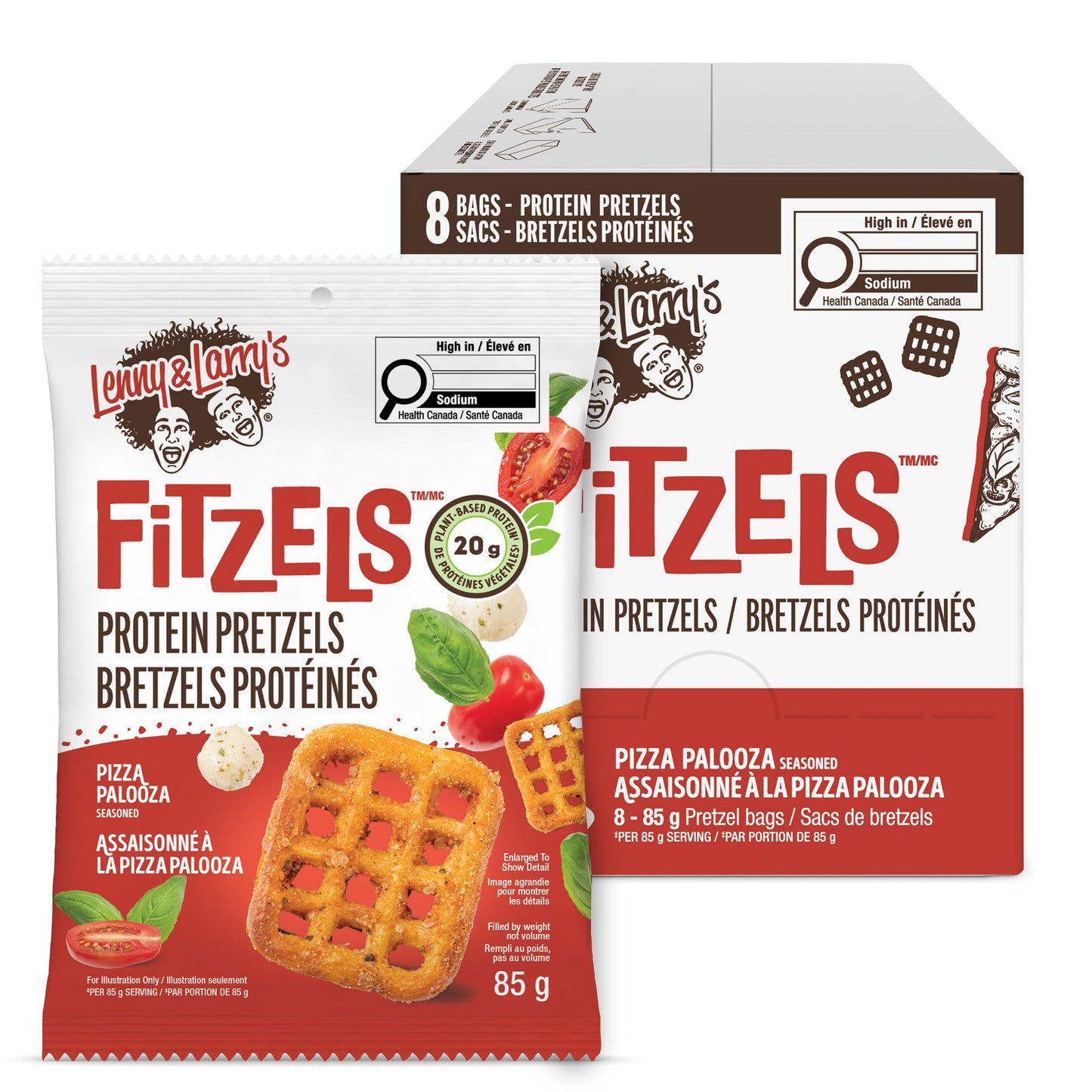 Lenny & Larry's Pizza Palooza FITZELS – Savory Pretzel Snacks Incredibly Tasty High Protein, Salty, Vegan, 20 g of Plant Based Protein (eight) Bags, 85 g Each 🍁 All In One Marketplace Canada