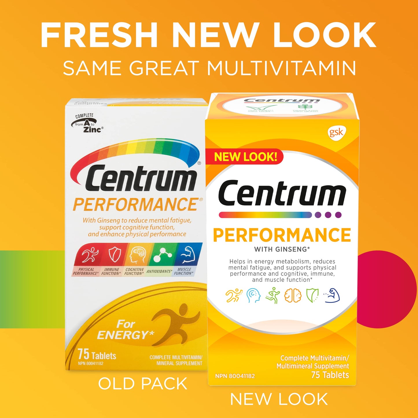 Centrum Performance Multivitamins/Minerals Supplement for Men & Women with Ginseng for Energy, 75 Tablets (Packaging May Vary) 🍁 All In One Marketplace Canada