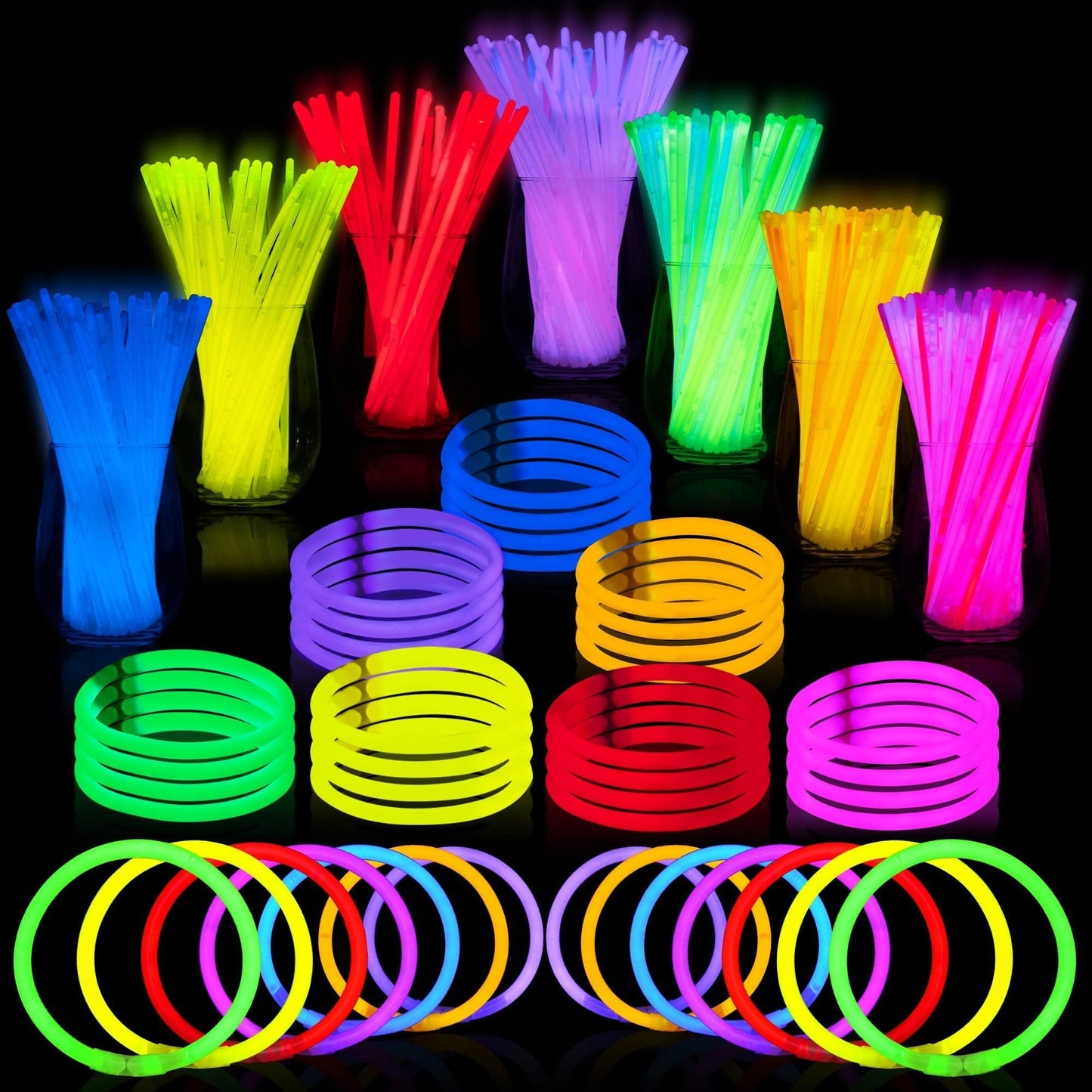 JOYIN 200 Pcs Glow Sticks Bulk 8" Glowsticks, Glow Stick Bracelets Necklaces, Glow in the Dark Party Favors, Easter, Christmas, Halloween Party Supplies Pack 🍁 All In One Marketplace Canada