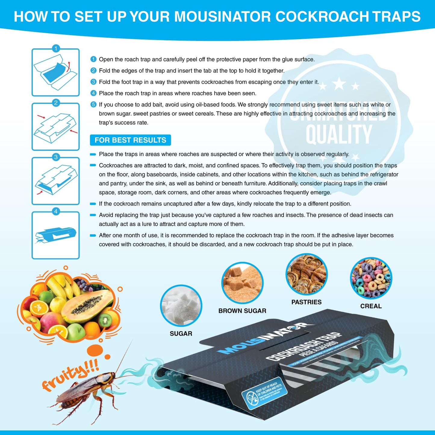 MOUSINATOR Cockroach Traps, 18-Pack, Larger and Multi-Entry Design with Extra-Strong Adhesive, Sticky Glue Cockroach Trap for Indoor Use, Family-Safe, Easy and Ready-to-Use 🍁 All In One Marketplace Canada