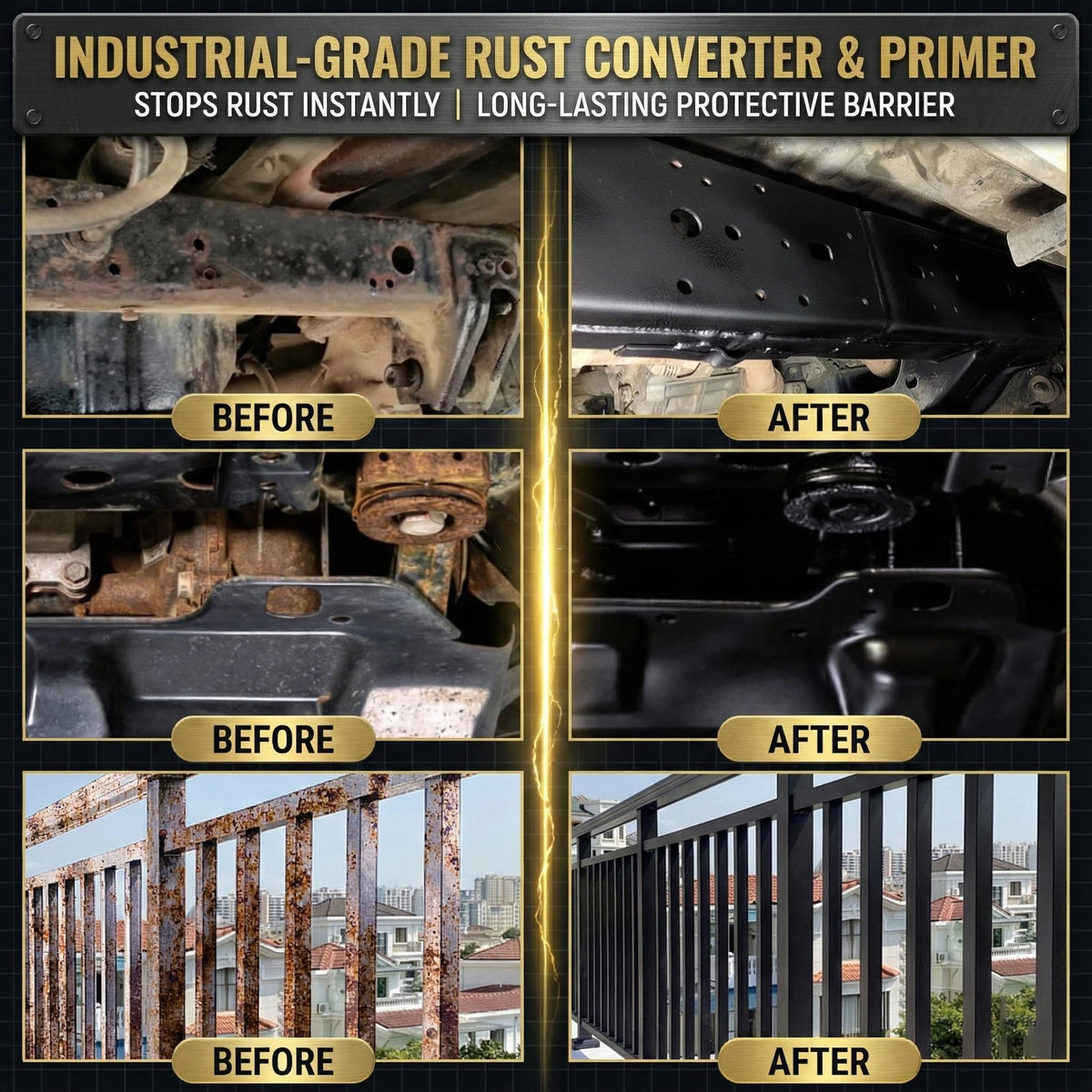 Meuvcol 2-in-1 Rust Converter & Metal Primer, 35 Floz Black Rust Remover Paint For Metal, Ultra Automotive Rust Reformer & Seal, Long-Lasting Rust Preventative Coating, Rust Inhibitor Repair Kit 🍁 All In One Marketplace Canada