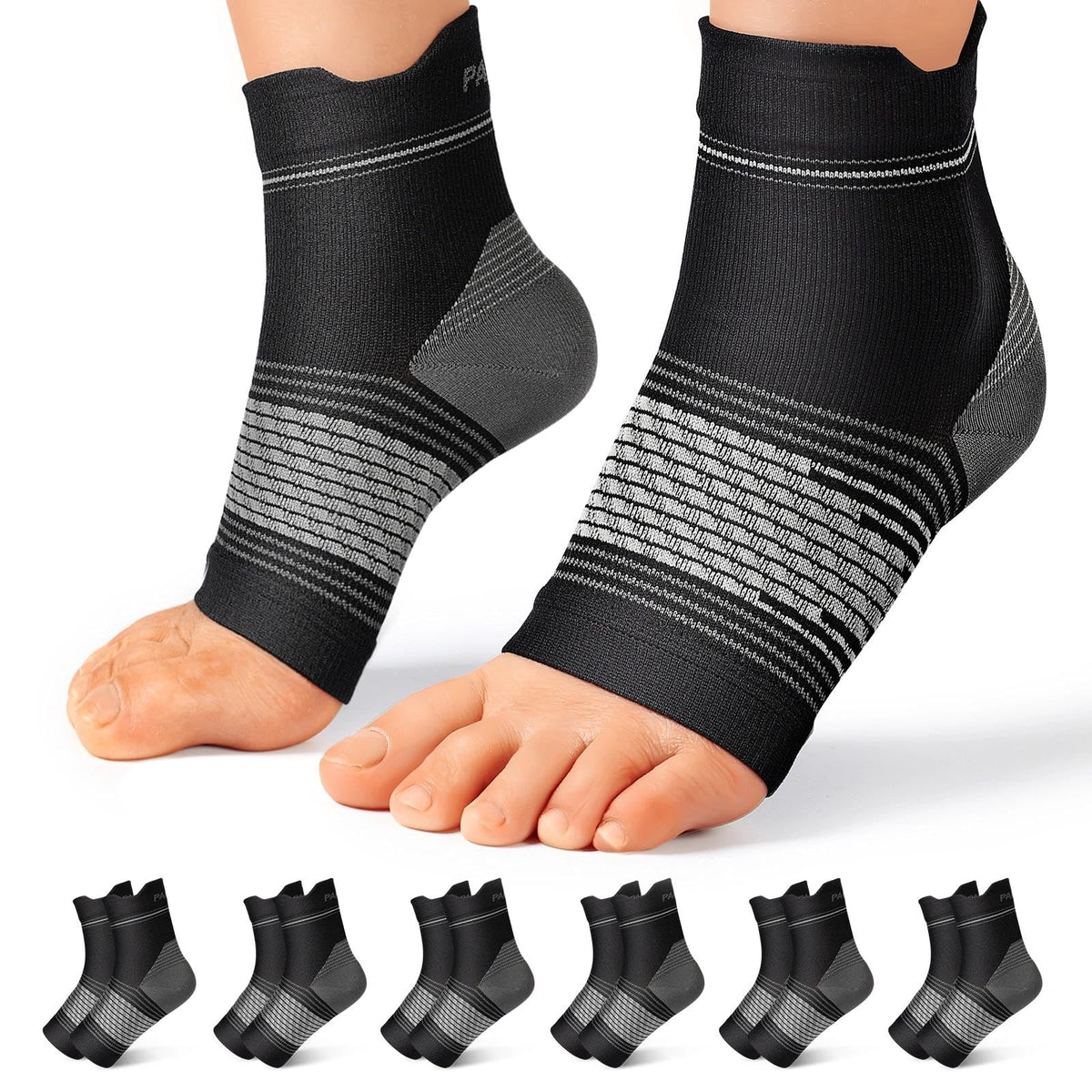 Plantar Fasciitis Sock (6 Pairs) for Men and Women, Ankle Brace Compression Socks with Arch Support for Achilles Tendonitis, Heel Pain, Swelling & Arthritis Relief, Black, Large 🍁 All In One Marketplace Canada