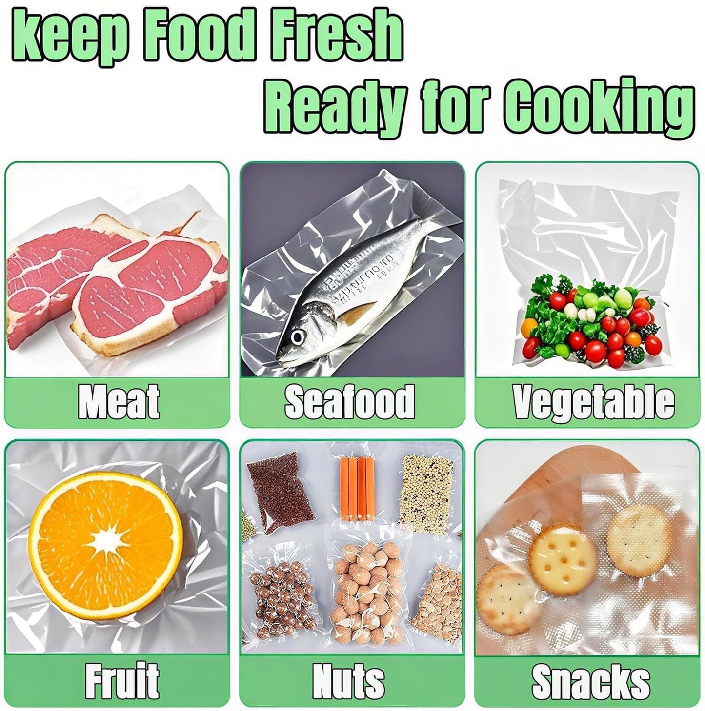 YILUFA1688 Vacuum Sealer Bags 300 Count, Pre-Cut Mixed Sizes (8"x12", 7"x10", 6"x8"), Commercial Grade Heavy Duty BPA-Free Bags, Freezer Safe, Sous Vide & Compatible with All Vacuum Sealers 🍁 All In One Marketplace Canada