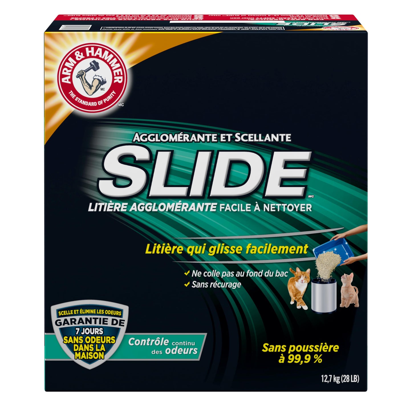 Arm & Hammer Clump & Seal Slide Clay Cat Litter, Non-Stop Odour Control, 12.7kg, 7 Days of Odour Control, Dust Free, Clumping Litter (Pack of 1) 🍁 All In One Marketplace Canada