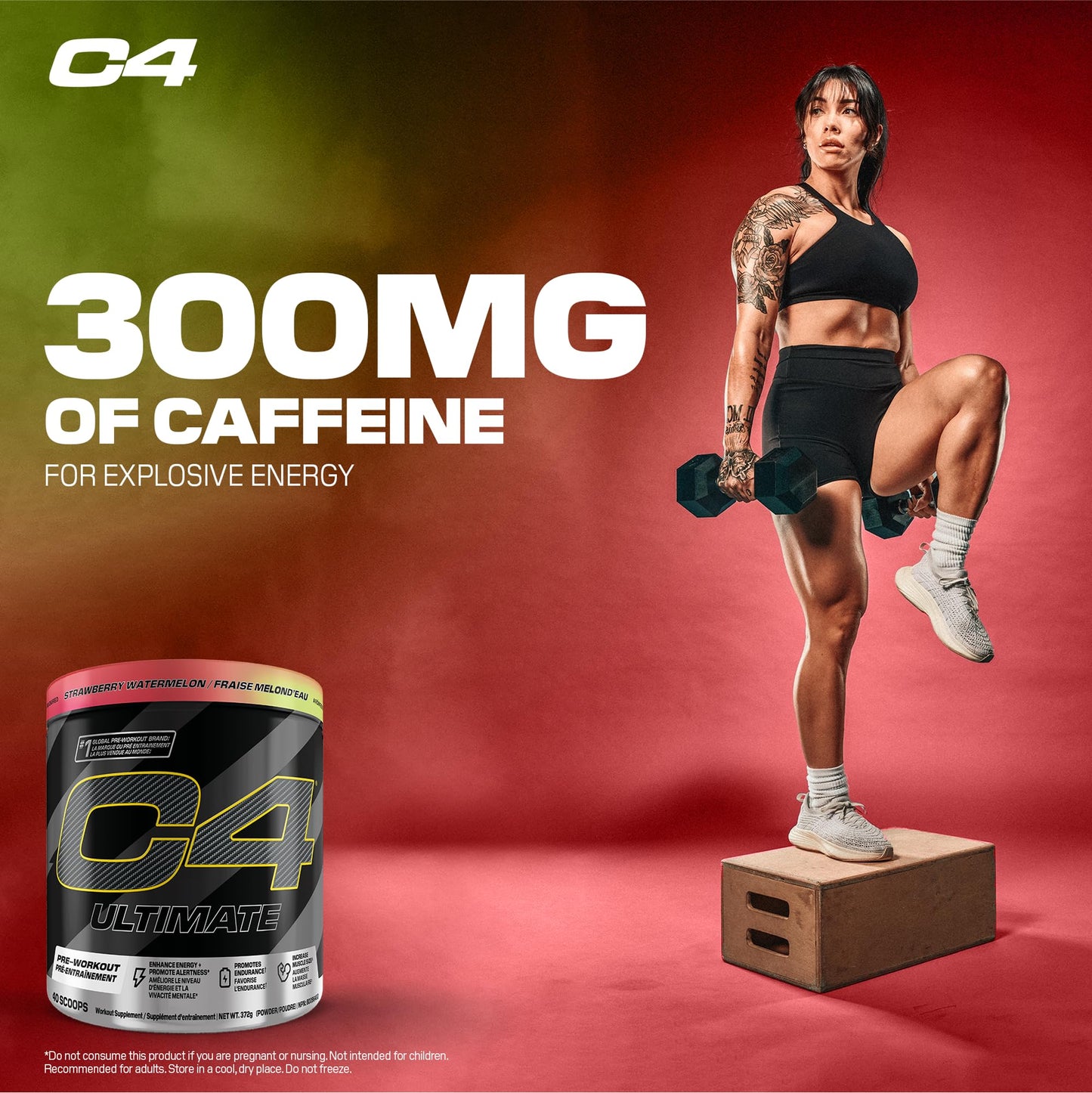 Cellucor C4 Ultimate Pre Workout Powder - Sugar Free Preworkout Energy with 300mg Caffeine and Creatine for Men & Women - Strawberry Watermelon, 20 Servings 🍁 All In One Marketplace Canada