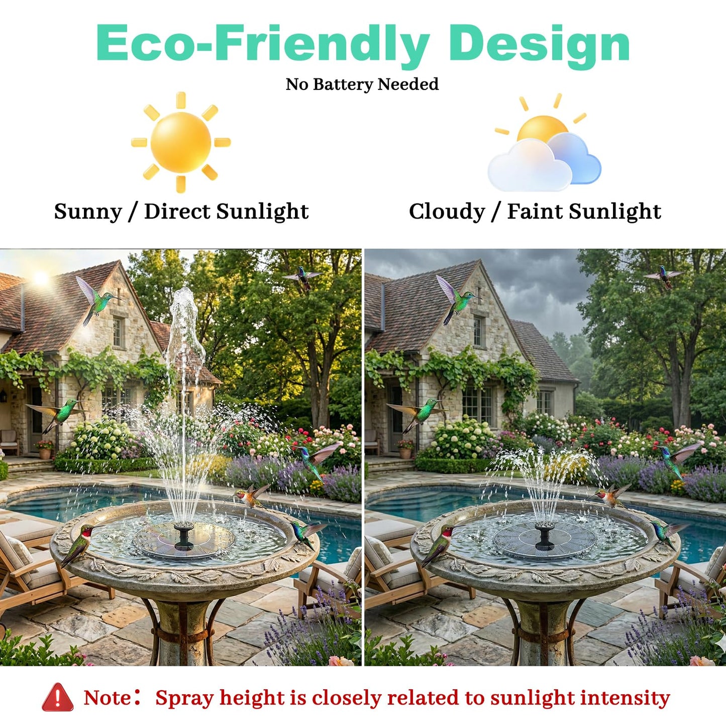 Yeomi Solar Fountain, Floating Solar Water Pump for Bird Bath, Outdoor Water Fountain No Battery or Electricity Needed, Easy to Use for Garden, Pond, Patio 🍁 All In One Marketplace Canada
