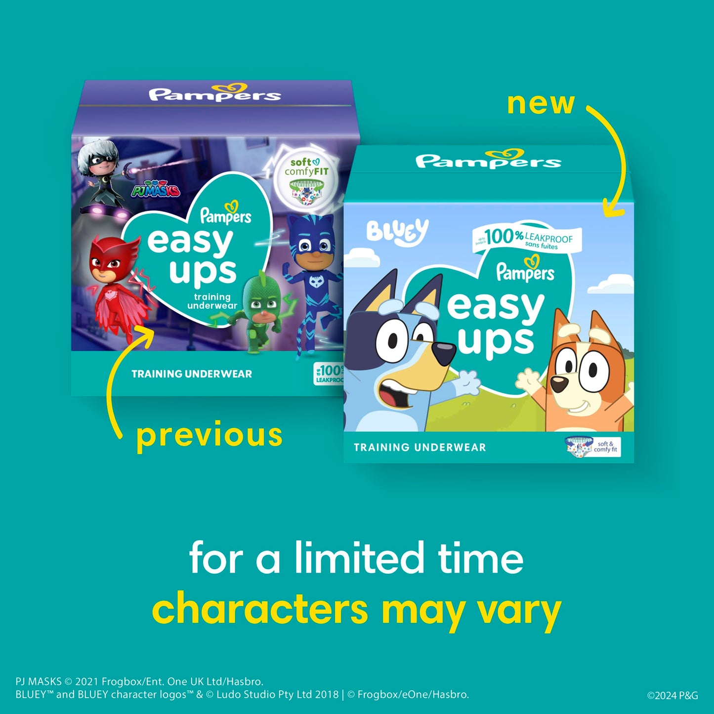 Pampers Easy Ups Girls & Boys Potty Training Pants, Size 7 (5T6T), Bluey Absorbent Training Underwear, Up to 100% Leakproof Day and Night, Hypoallergenic, 1 Pack (Count of 70) 🍁 All In One Marketplace Canada