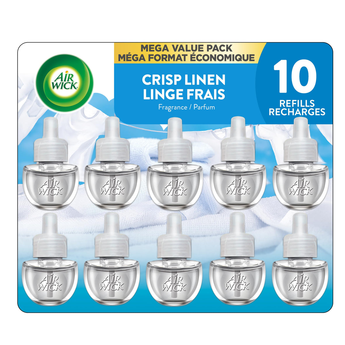 Air Wick Plug In Scented Oil Air Freshener Refills for Home – Infused with Essential Oils – 10 Count – Crisp Linen Scent – Mega Value Pack 🍁 All In One Marketplace Canada