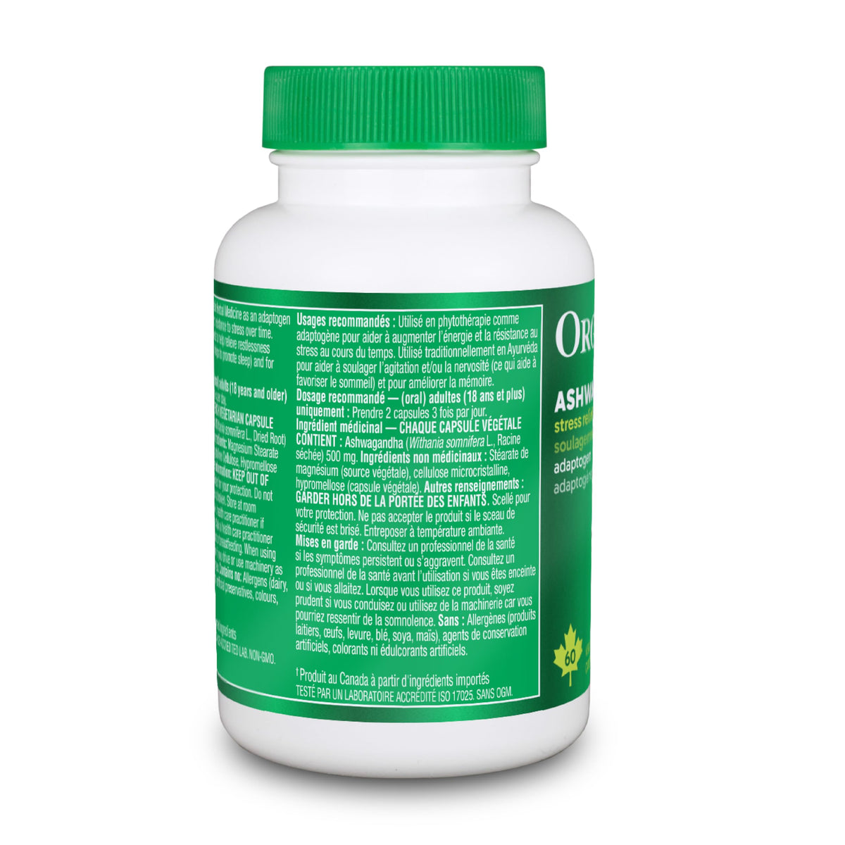 Organika Canadian-Made Ashwagandha- Stress Relief, Sleep Aid, Mood Enhancement, Thyroid and Blood Sugar Balance- 60 vcaps 🍁 All In One Marketplace Canada