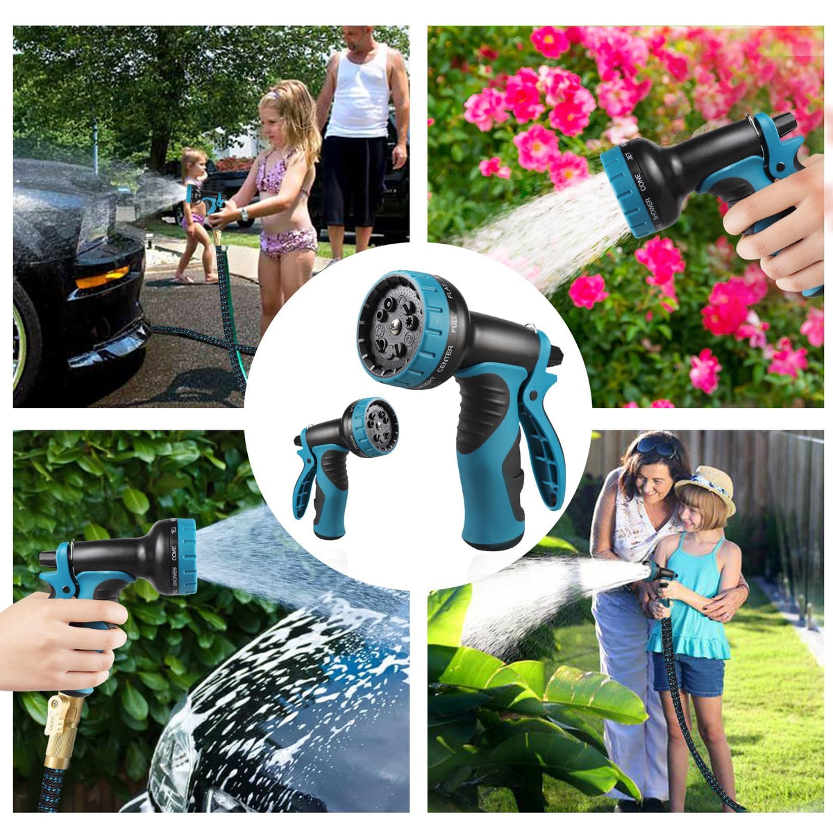 100ft Expandable Garden Hose Water Hose - Kink Free Flexible Expending Hose 100ft with 10 Function Nozzle and 3-Layers Latex, 3/4 Solid Solid Fittings, Lightweight Pipe (Blue) 🍁 All In One Marketplace Canada