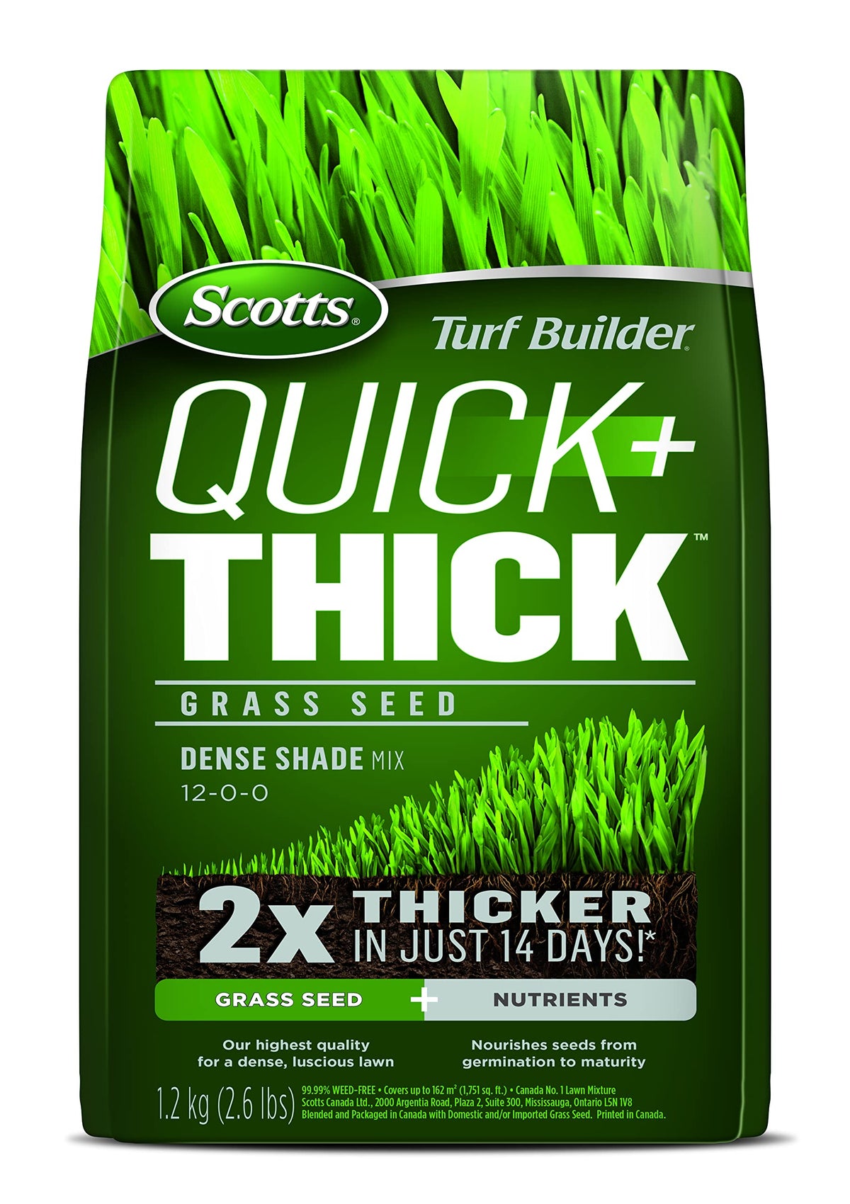 Scotts Turf Builder Quick + Thick Grass Seed (Dense Shade) 1.2kg (12675) 🍁 All In One Marketplace Canada