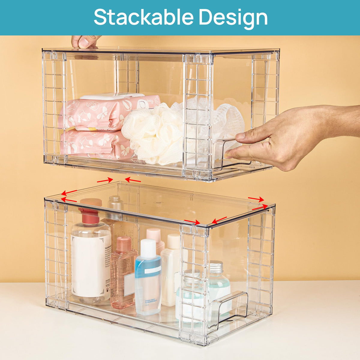 Vtopmart 4 Pack Large Stackable Storage Drawers,Clear Acrylic Drawer Organizers with Handles, Easily Assemble for Bathroom,Kitchen Undersink,Cabinet,Closet,Makeup,Pantry Organization and Storage 🍁 All In One Marketplace Canada