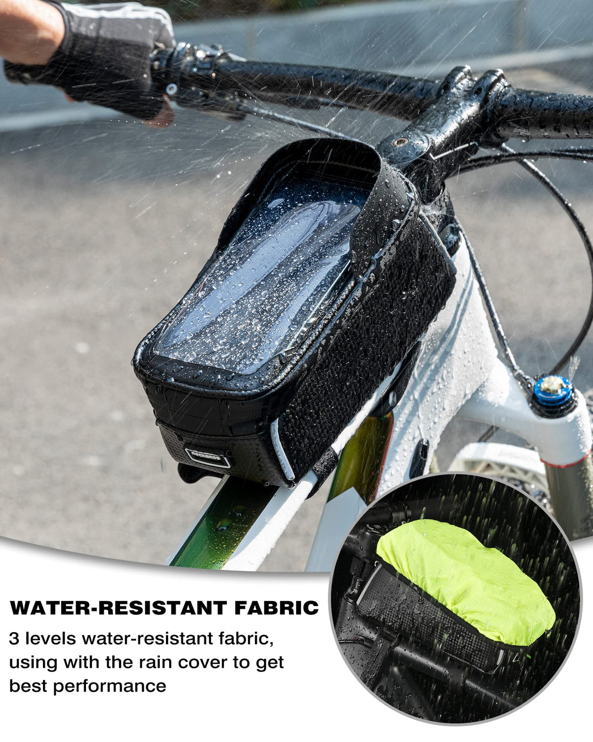 ROCKBROS Bike Phone Frame Bag 1.6L Bike Bag Waterproof Bike Accessories Touch Screen Bicycle Phone Case Compatible Phone Under 7” 🍁 All In One Marketplace Canada