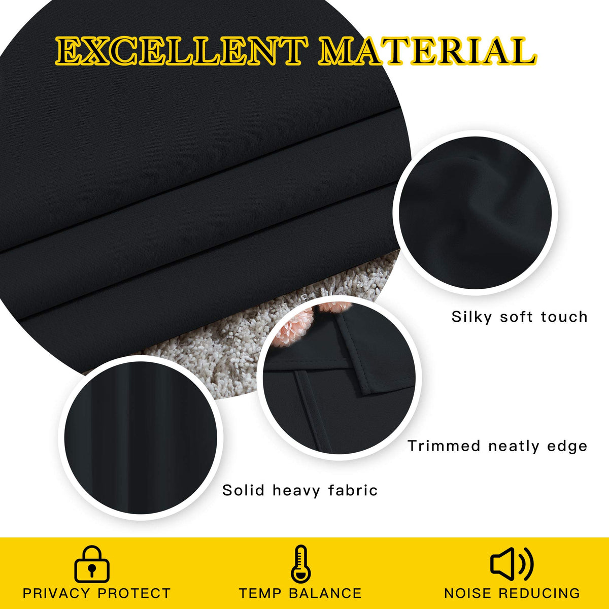 NICETOWN Blackout Curtains 2 Panels - Black Out Curtains 84 Inch Long,Insulated Curtains Room Darkening Grommet Curtains for Bedroom Living Room Windows (52 by 84 Inches,Black,Set of 2) 🍁 All In One Marketplace Canada