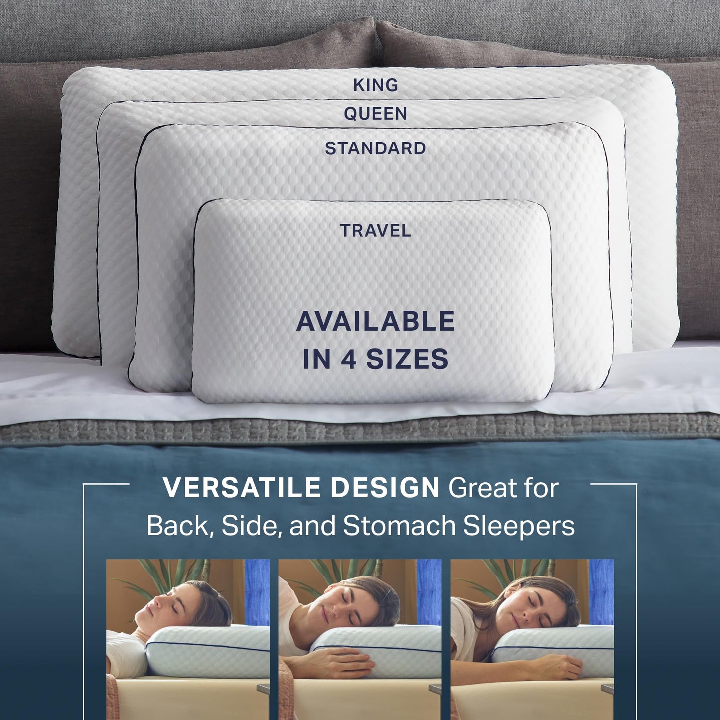 WEEKENDER Ventilated Gel Memory Foam Pillow - Washable Cover , White, Standard (Pack of 1) 🍁 All In One Marketplace Canada