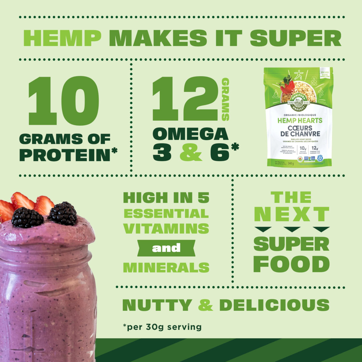 Manitoba Harvest Organic Hemp Hearts Shelled Hemp Seeds, 340g; 10g Plant-Based Protein & 12g Omegas per Serving, Whole 30 Approved, Vegan, Keto, Paleo, Non-GMO, Gluten Free 🍁 All In One Marketplace Canada