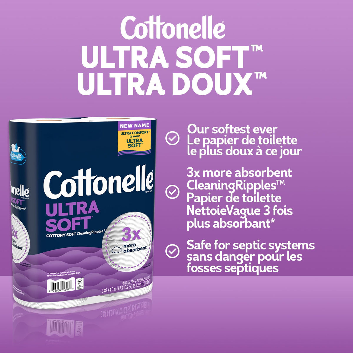 Cottonelle Toilet Paper, 36 Mega Rolls = 144 Regular Rolls (2 Packs of 18), Ultra Soft (Formerly Ultra Comfort), Soft Bathroom Tissue, 244 Sheets per Roll, Packaging May Vary 🍁 All In One Marketplace Canada