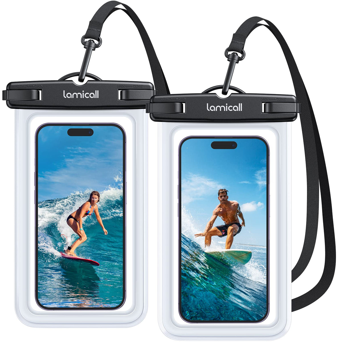 Lamicall Waterproof Phone Pouch Dry Bag with Lanyard - 2 Pack IPX8 [Easy Lock & Heavy Duty] Water Proof Cell Phone Case for iPhone 15 16 17 Pro Max, Samsung Galaxy S24 S25 Ultra, All 4-7" Cellphones 🍁 All In One Marketplace Canada