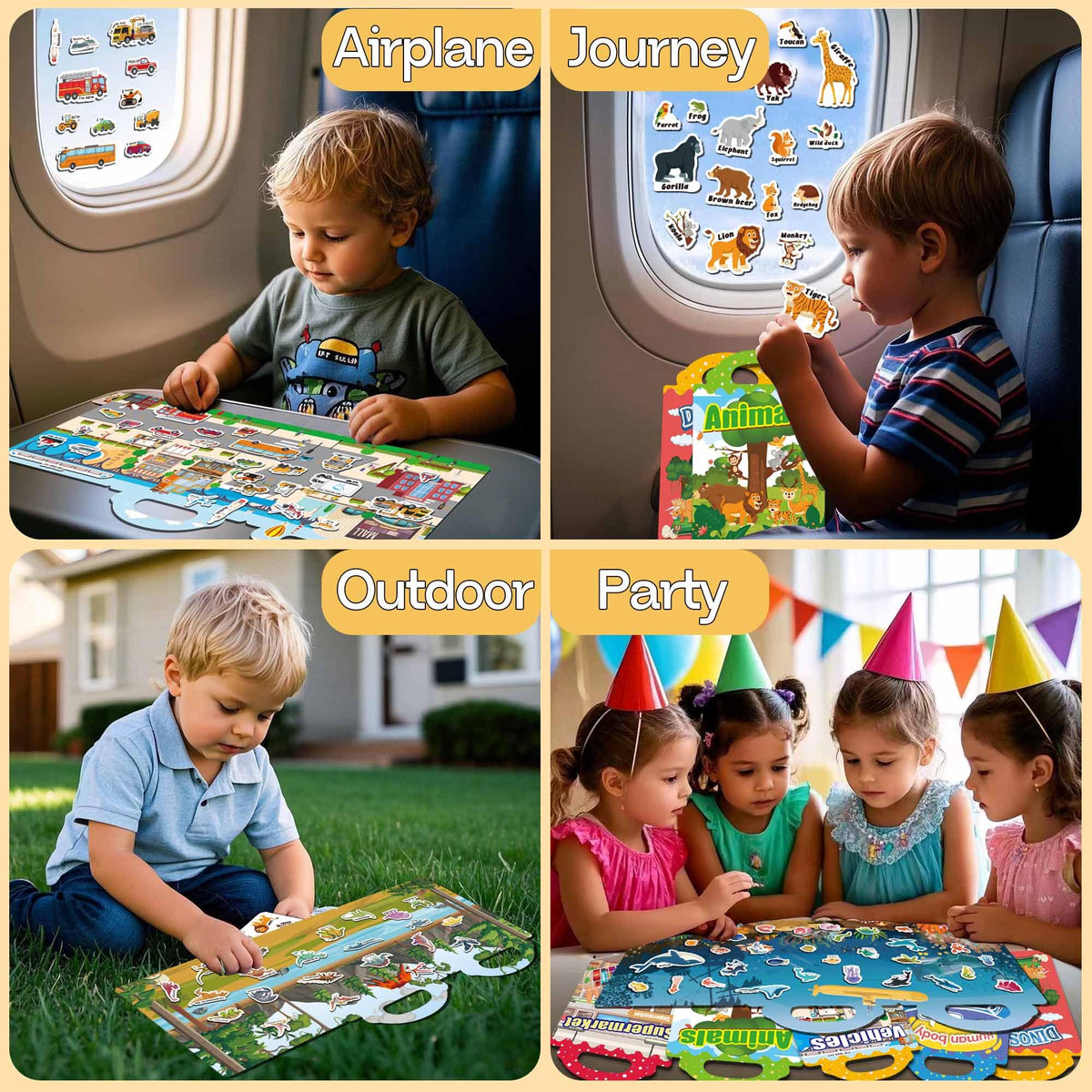 iGetooy Reusable Sticker Book, 6 Sets Sticker Book for Kids, Jelly Stickers for Kids, Vehicles, Animals, Ocean, Dinosaurs, Supermarket, Human Body 🍁 All In One Marketplace Canada
