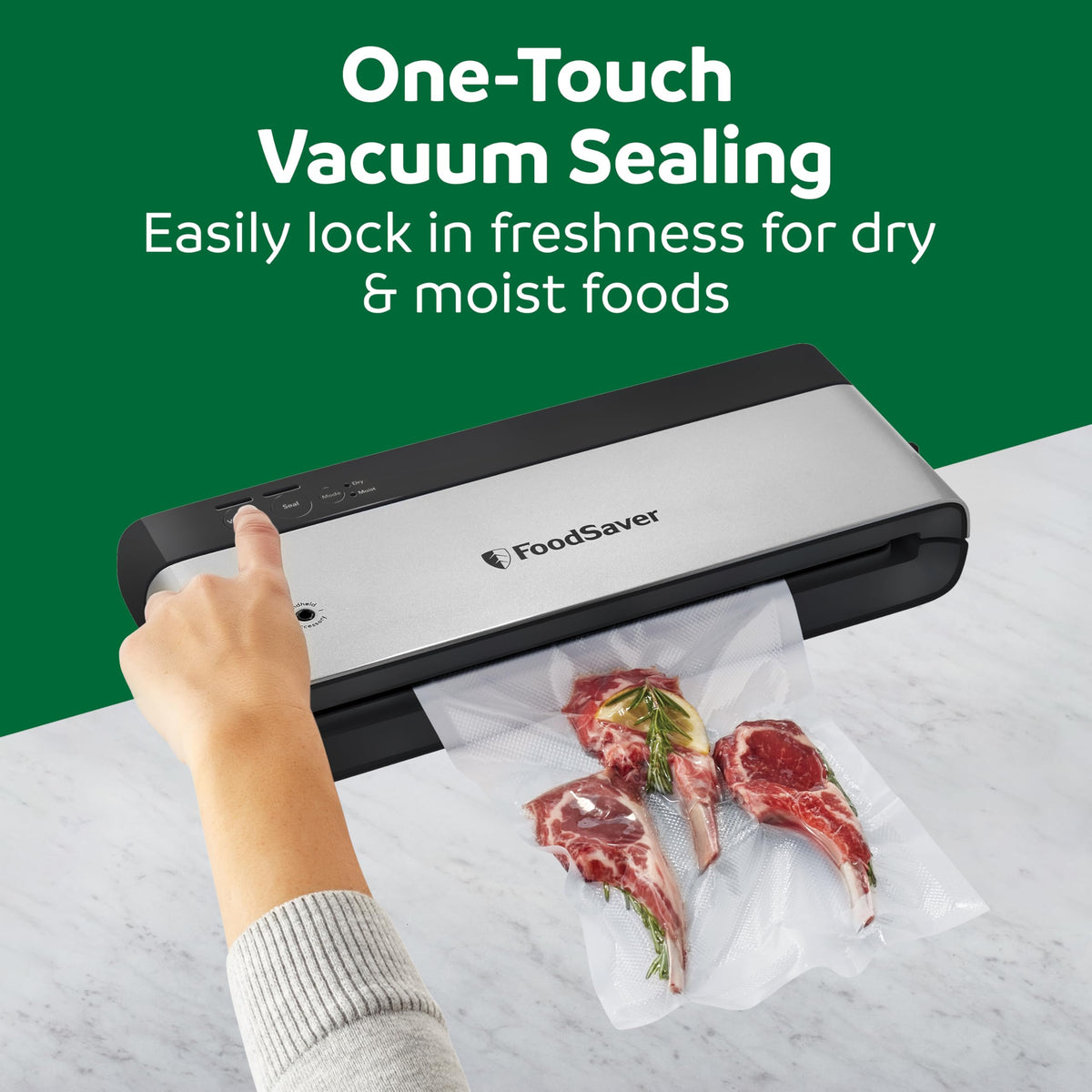 FoodSaver PowerVac Compact Vacuum Sealer Machine w/ Vertical Storage | 5 Airtight Vacuum Seal Bags & 1 Roll | VS0150 | Stainless Steel / Black 🍁 All In One Marketplace Canada