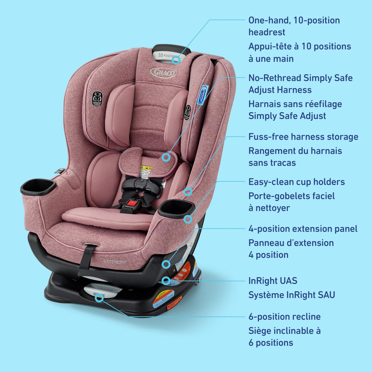 Graco Extend2Fit Convertible Car Seat, 2-in-1 Forward & Rear-Facing Baby Car Seat, 1.8-30 kg (4-65 lb), Talia 🍁 All In One Marketplace Canada