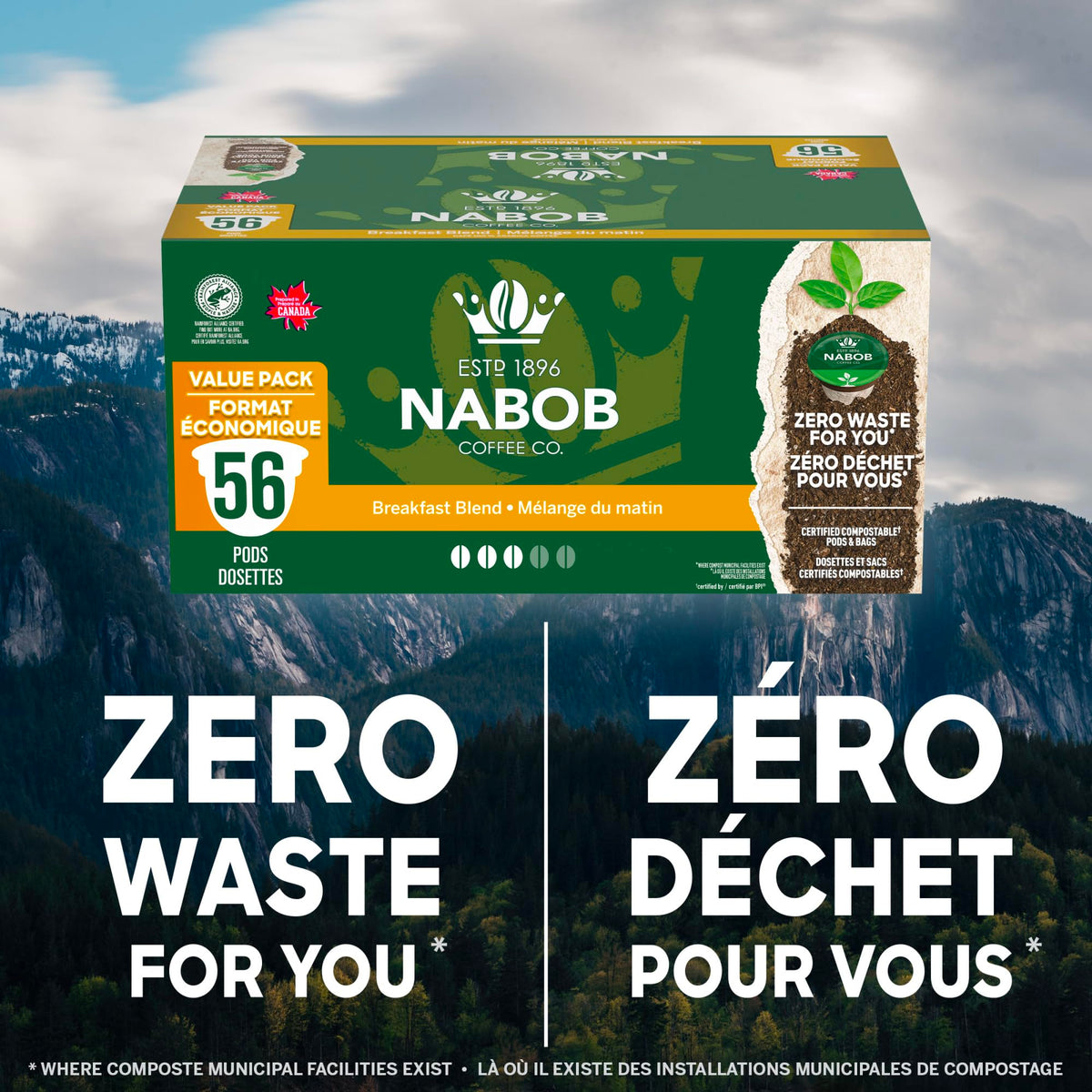 Nabob Breakfast Blend 100% Compostable Pods, 56 Pods 🍁 All In One Marketplace Canada