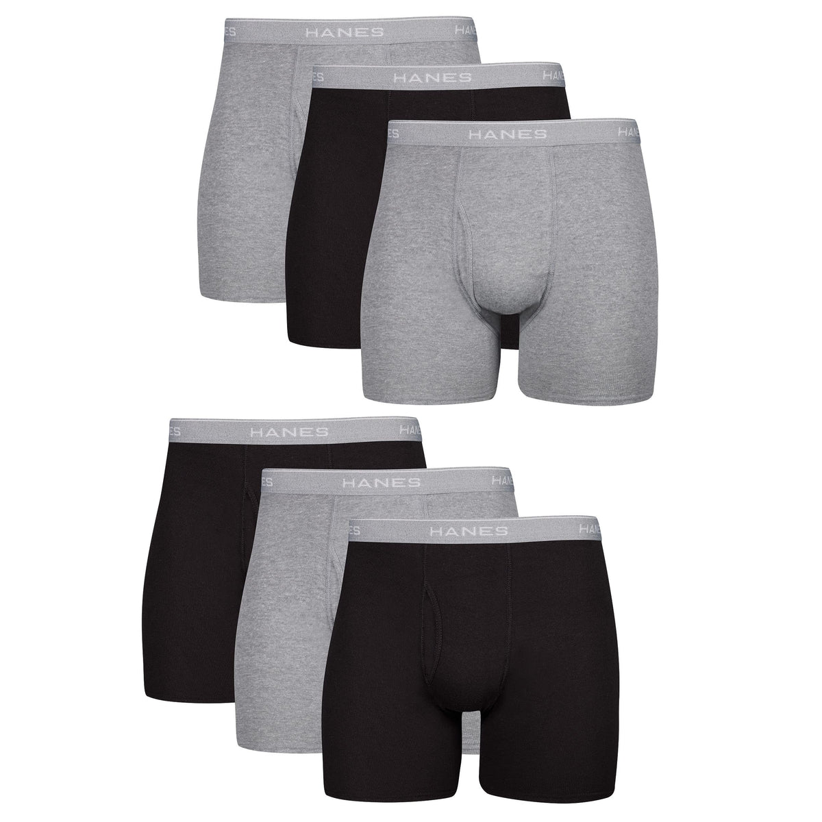 Hanes Boxer Briefs, Cool Dri Moisture-Wicking Underwear, Cotton No-Ride-up for Men, Multi-Packs Available, 6 Pack - Black/Gray, X-Large 🍁 All In One Marketplace Canada