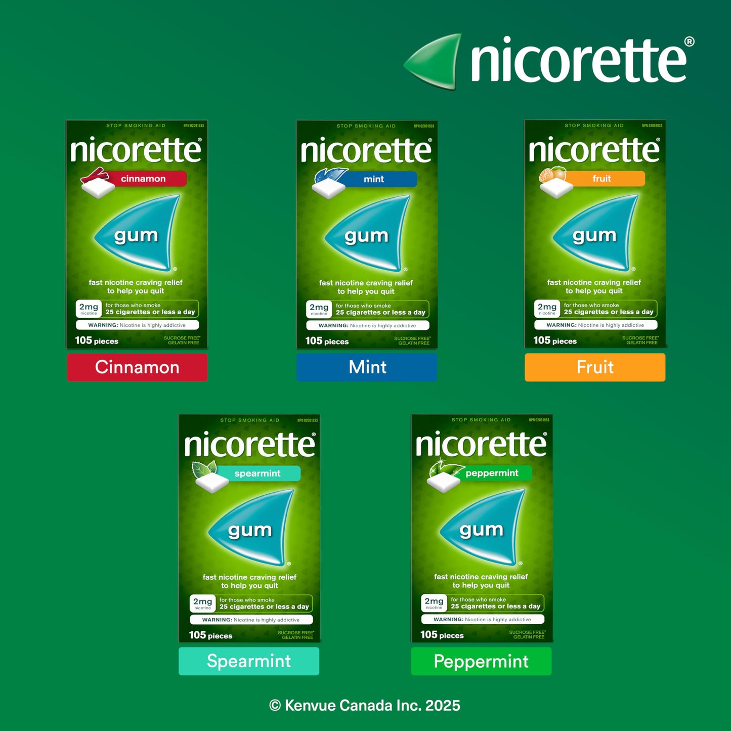 Nicorette 4mg Nicotine Gum, Cinnamon – Quit Smoking Aid with Fast Craving & Withdrawal Relief, Nicotine Replacement Therapy (NRT), 105 Pieces 🍁 All In One Marketplace Canada
