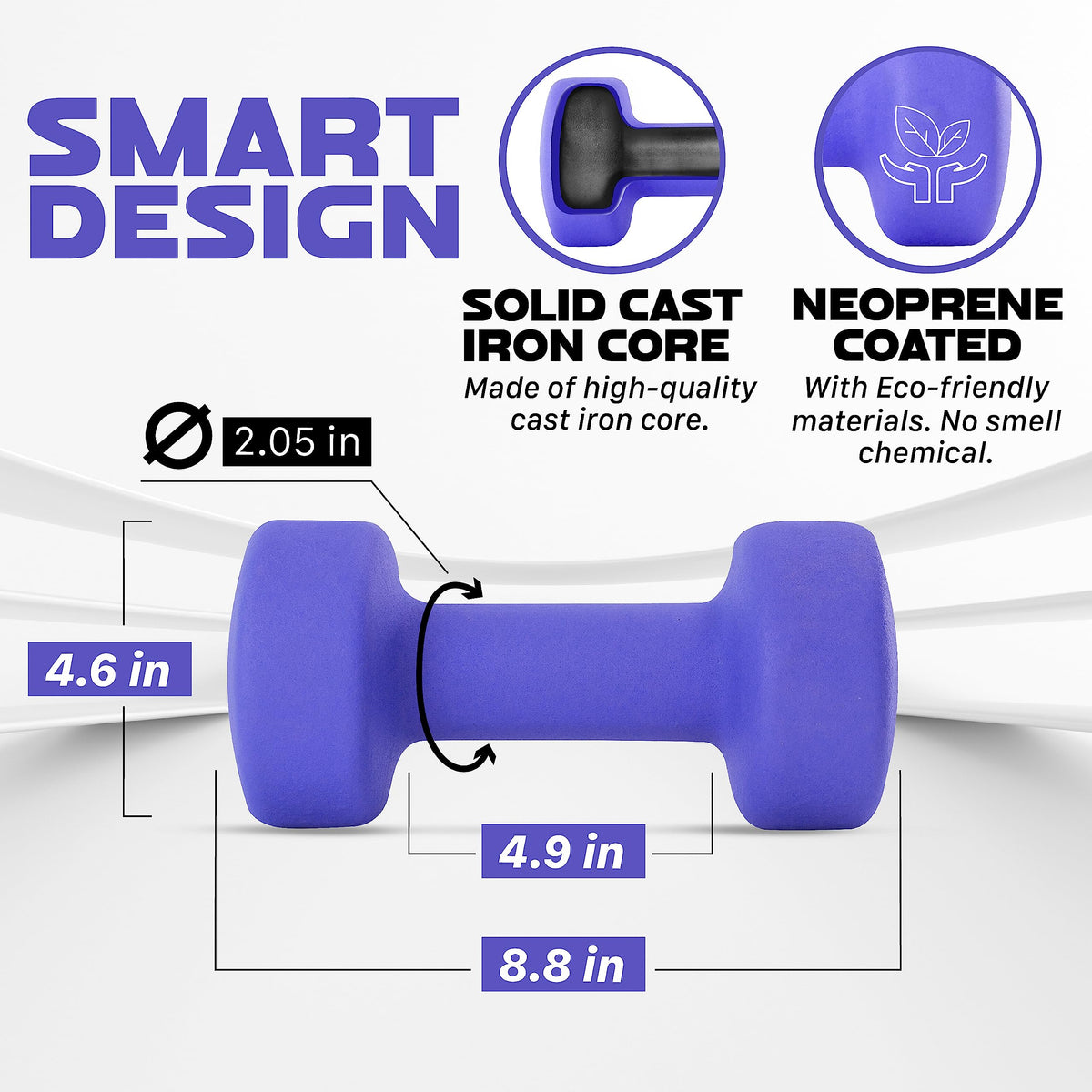 Yes4All Dumbbell Neoprene, poids et haltere, Weight Set, Hand Weights for Women, Dumbbells Pair, Free Weights (M. Purple - 20lbs) 🍁 All In One Marketplace Canada