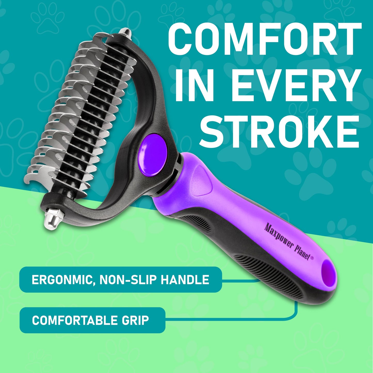 Maxpower Planet Pet Grooming Brush - Double Sided Shedding, Dematting - Undercoat Rake for Dogs - Dog Grooming Brush - Deshedding Brush for Dogs - Dog Brush, Cat Brush, Reduce Shedding by 95%, Purple 🍁 All In One Marketplace Canada