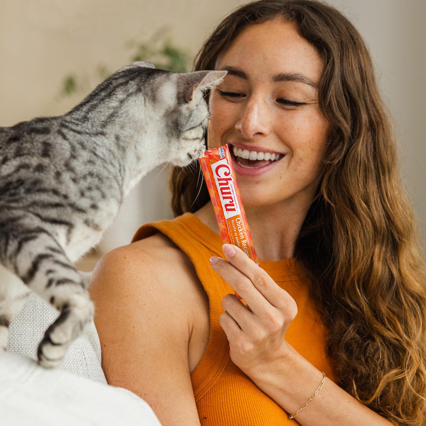 INABA Churu Cat Treats, Lickable, Squeezable Creamy Purée with Vitamin E, 14 Grams per Tube, 100 Tubes Total, Chicken Variety 🍁 All In One Marketplace Canada