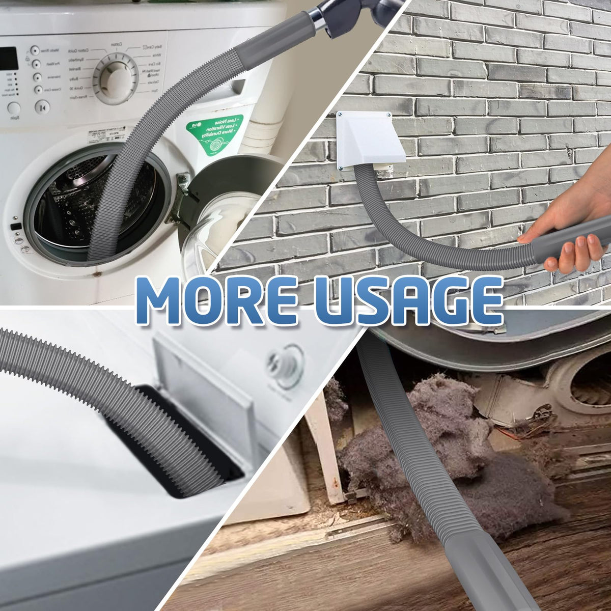 PetOde 2 Pieces Dryer Vent Cleaner Kit Compatible with All Vacuum Cleaner, Dryer Lint Brush and Vacuum Hose Attachment with Stretch Universal Connector, Quickly Lint Remover, Deep Gray 🍁 All In One Marketplace Canada
