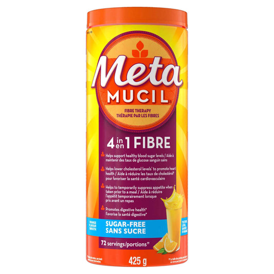 Metamucil, Daily Psyllium Husk Powder Supplement, Sugar-Free, 4-in-1 Fibre for Digestive Health, Orange Smooth Flavored Drink, 72 Servings 🍁 All In One Marketplace Canada