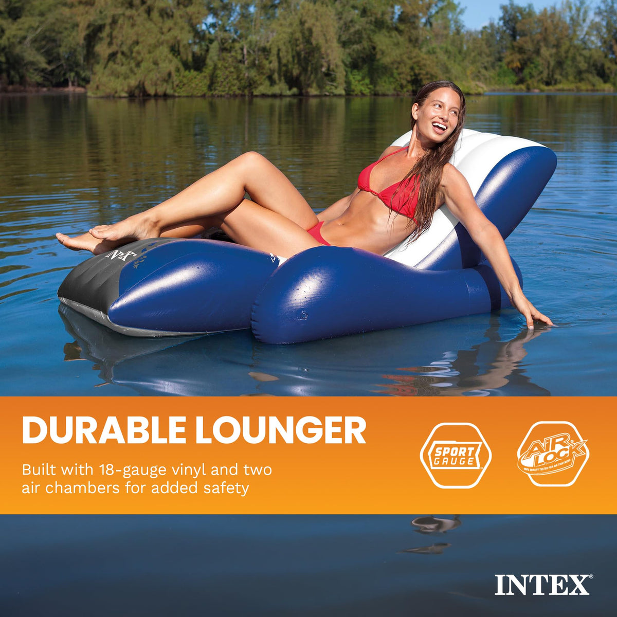 Intex Floating Recliner Inflatable Lounge, 71" X 53", Blue, 58868EP 🍁 All In One Marketplace Canada