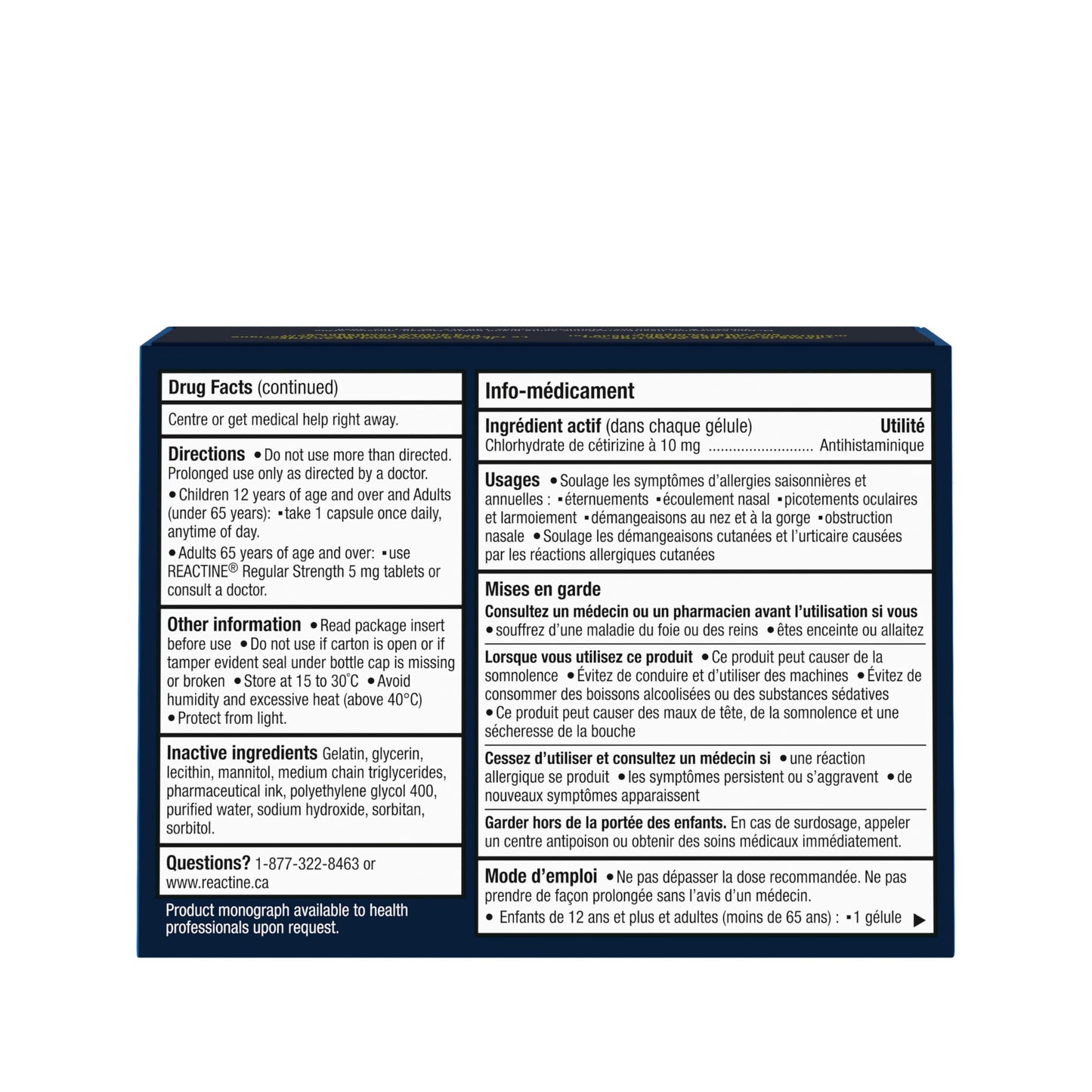 Reactine Extra Strength Antihistamine Liquid Gel Pills - 10mg Cetirizine Hydrochloride - Allergy Relief Medicine - 25 count 🍁 All In One Marketplace Canada