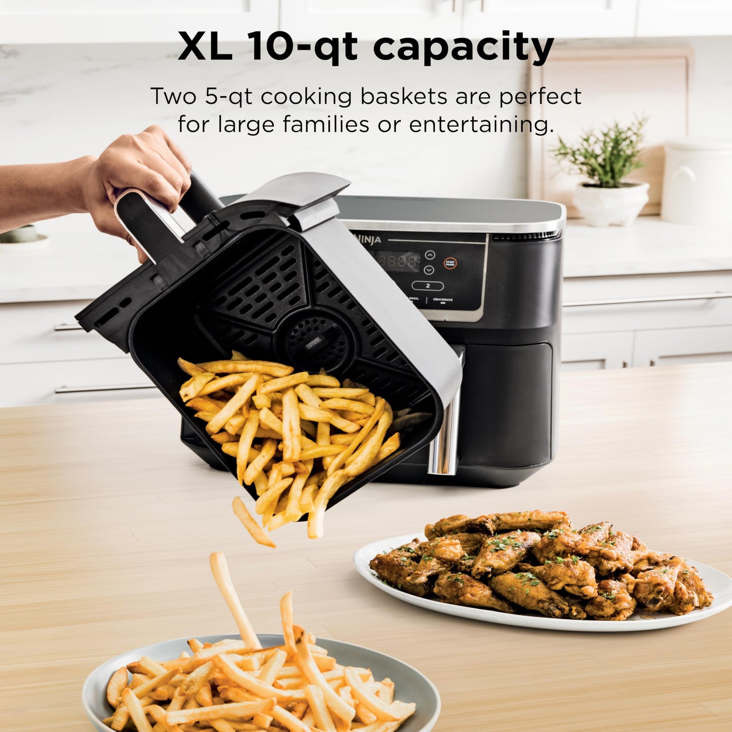 Ninja Foodi 10 QT 6-in-1 DualZone Smart XL Air Fryer, 2 Independent 5QT Baskets, Smart Cook Thermometer, Match Cook, Smart Finish, Air Fry, Roast, Bake, Dehydrate, Reheat, Grey, DZ550 🍁 All In One Marketplace Canada