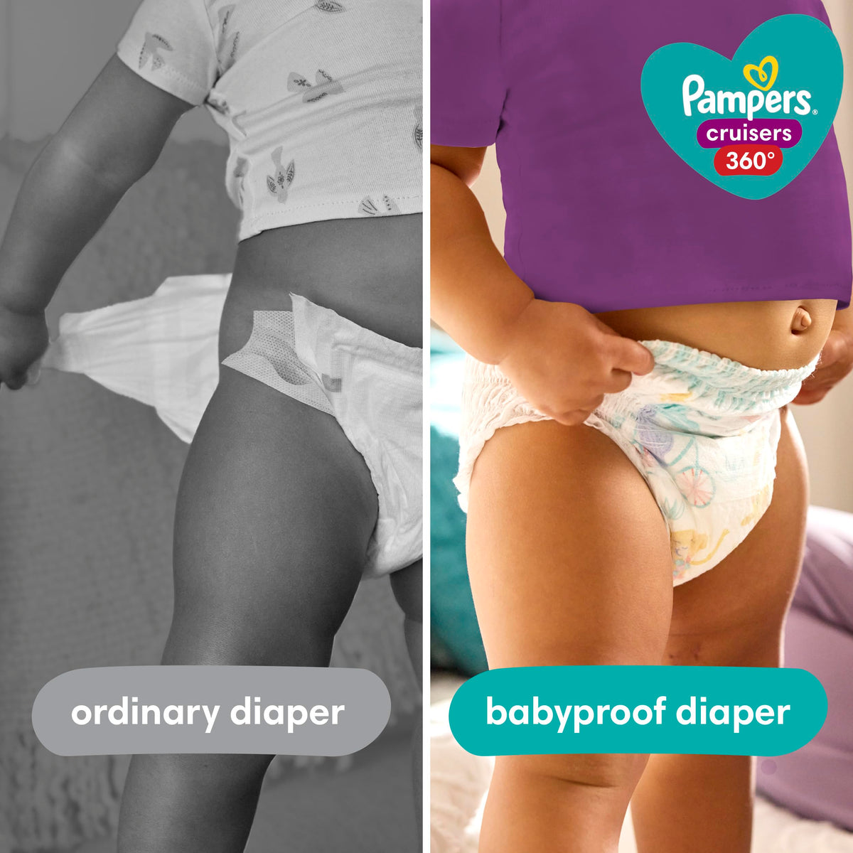 Pampers Diapers - Cruisers 360 degrees - Size 3, 132 Count, up to 100% Leakproof Fit, Designed for Active Babies, Pull On Diaper, EZ Off Tabs Designed for Easy Changes 🍁 All In One Marketplace Canada
